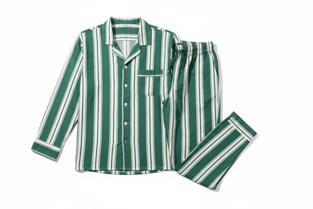 Pijama con rayas verdes para hombre